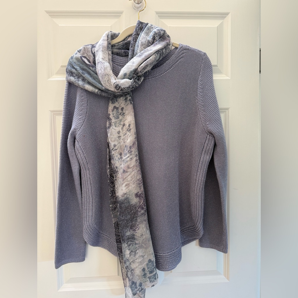 Chico's Lavender Sweater With Printed Scarf